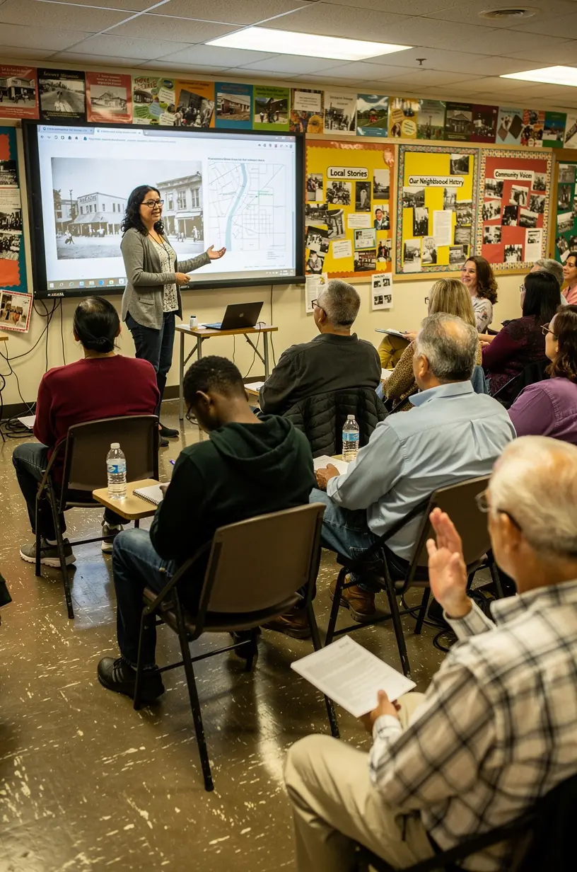 Community members sharing stories to address local challenges.