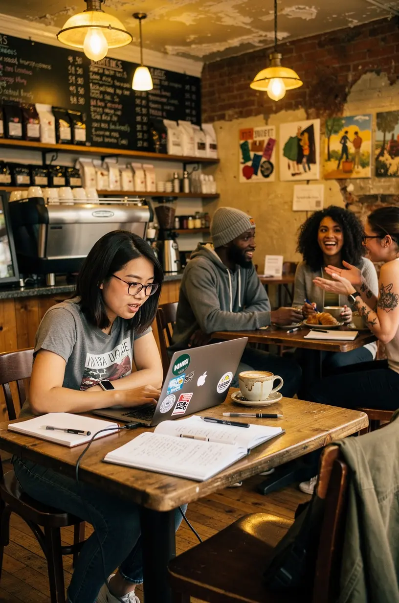 Community members sharing stories in everyday settings