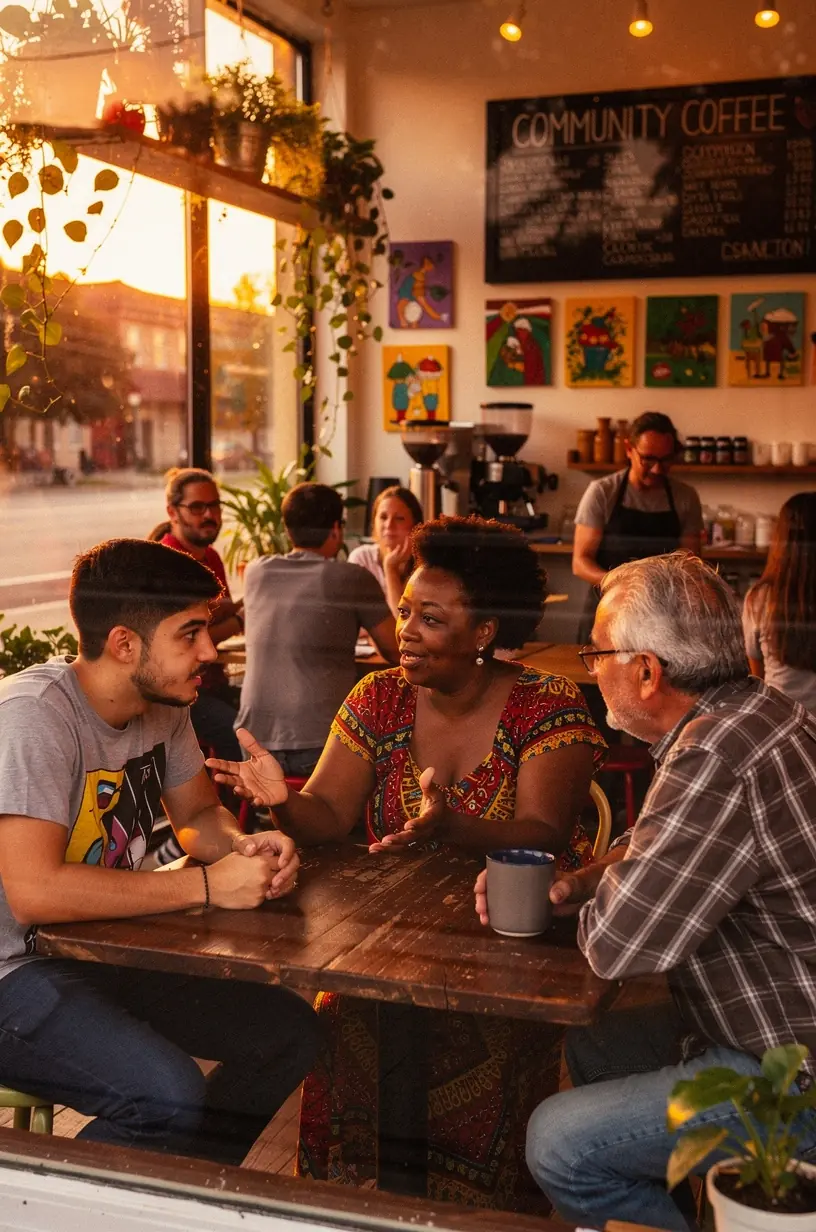 Community members engaged in meaningful conversation.