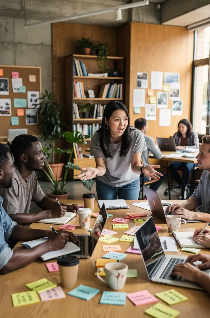 Community members sharing stories to combat social issues.